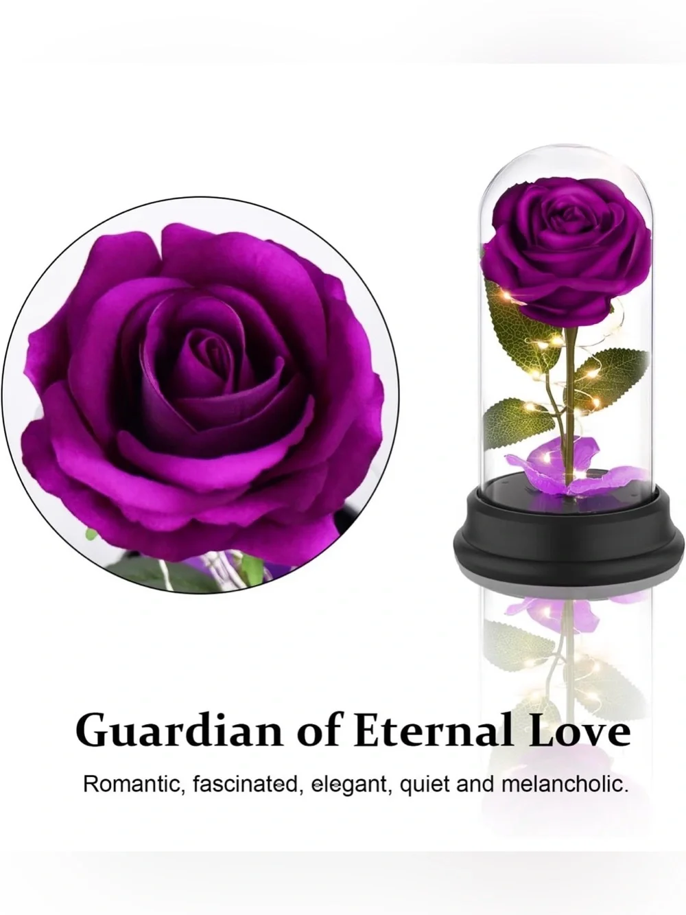 🎉Best Gift Purple LED Preserved Rose Dome by